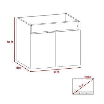 Mueble para Lavamanos Udara, Chocolate y Cocoa, con Dos Puertas Batientes 60