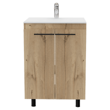 Mueble para Lavamanos Anney, Café Claro, con Dos Puertas y Patas Metálicas  ZF