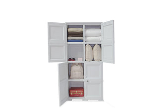 Mueble Organizador  Elegance Liso Da Vinci, Blanco Perla, con Cuatro Puertas Batientes