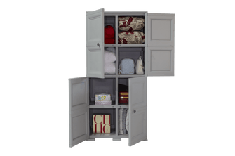 Mueble Organizador Elegance Liso Da Vinci, Gris, con Cuatro Puertas Batientes