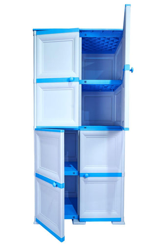 Mueble Organizador Elegance Da Vinci Liso, Infantil Azul, Con Cuatro Puertas Batientes