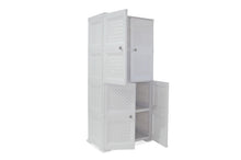 Mueble Organizador Elegance Rattan Da Vinci, Blanco Perla, con Cuatro Puertas Batientes