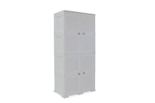 Mueble Organizador Elegance Rattan Da Vinci, Blanco Perla, con Cuatro Puertas Batientes