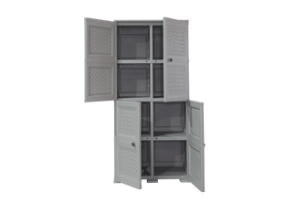 Mueble Organizador Elegance Rattan Da Vinci, Gris, con Cuatro Puertas Batientes