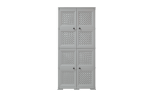 Mueble Organizador Elegance Rattan Da Vinci, Gris, con Cuatro Puertas Batientes