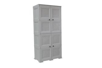 Mueble Organizador Elegance Rattan Da Vinci, Gris, con Cuatro Puertas Batientes