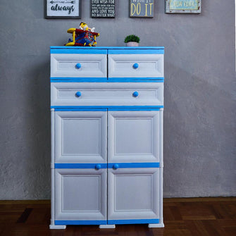 Mueble Organizador Elegance Picasso, Infantil Azul, Con Tres Cajones Deslizable