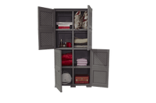 Mueble Organizador Elegance Rattan Da Vinci, Cocoa, con Cuatro Puertas Batientes