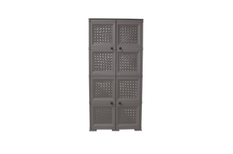 Mueble Organizador Elegance Rattan Da Vinci, Cocoa, con Cuatro Puertas Batientes