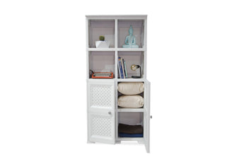 Mueble Organizador Elegance Rattan Monet, Blanco Perla, con Dos Puertas Batientes