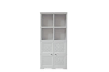 Mueble Organizador Elegance Rattan Monet, Blanco Perla, con Dos Puertas Batientes