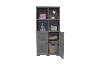 Mueble Organizador Elegance Rattan Monet, Cocoa, con Dos Puertas Batientes