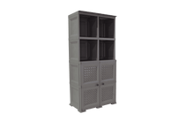 Mueble Organizador Elegance Rattan Monet, Cocoa, con Dos Puertas Batientes