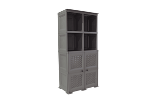 Mueble Organizador Elegance Rattan Monet, Cocoa, con Dos Puertas Batientes