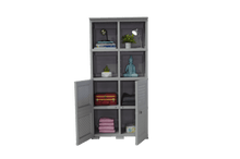 Mueble Organizador Elegance Rattan Monet, Gris, con Dos Puertas Batientes