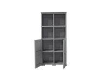 Mueble Organizador Elegance Rattan Monet, Gris, con Dos Puertas Batientes