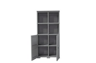 Mueble Organizador Elegance Rattan Monet, Gris, con Dos Puertas Batientes