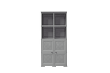 Mueble Organizador Elegance Rattan Monet, Gris, con Dos Puertas Batientes