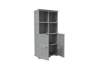 Mueble Organizador Elegance Rattan Monet, Gris, con Dos Puertas Batientes