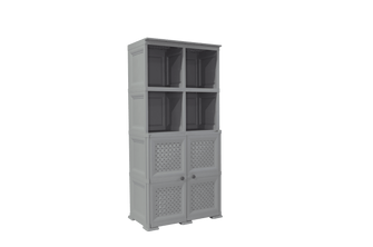 Mueble Organizador Elegance Rattan Monet, Gris, con Dos Puertas Batientes