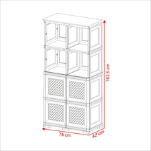 Mueble Organizador Elegance Rattan Monet, Blanco Perla, con Dos Puertas Batientes
