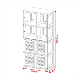 Mueble Organizador Elegance Rattan Monet, Blanco Perla, con Dos Puertas Batientes