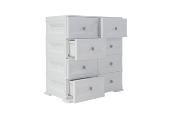 Mueble Organizador Elegance Van Gogh, Blanco Perla, con Ocho Deslizables