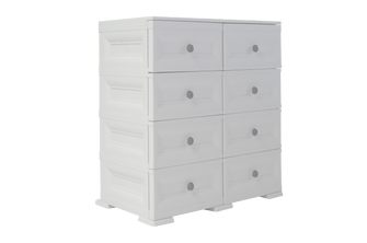 Mueble Organizador Elegance Van Gogh, Blanco Perla, con Ocho Deslizables