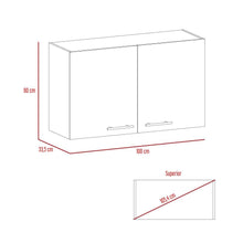Mueble Aéreo Delhi, Humo y Blanco, con Dos Puertas Batientes