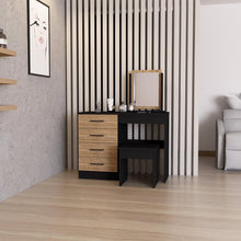 Mueble Multiusos Wesley, Wengue y Miel, con Cuatro Cajones Para Ubicar Maquillaje