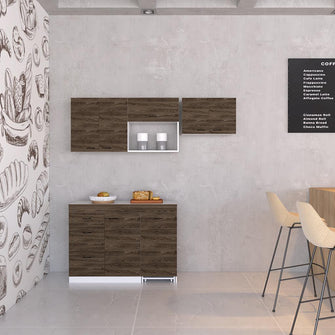 Mueble Multiusos Amatista, Chocolate y Blanco, con Amplia Capacidad de Almacenamiento, No Incluye Mesón