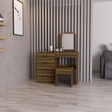 Mueble Multiusos Wesley, Cobre y Wengue, con Cuatro Cajones Para Ubicar Maquillaje