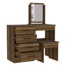 Mueble Tocador Wesley, Cobre y Wengue, con Cuatro Cajones Para Ubicar Maquillaje