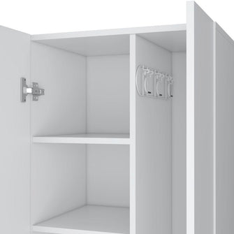 Mueble de Aseo Blake, Blanco, con Gran Espacio Para Almacenar articulos de Aseo y Colgadero de Escobas ZF - VIRTUAL MUEBLES