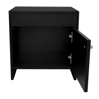 Mesa de Noche Tutto, Wengue, con Un Cajón Amplio Ideal Para Espacios Pequeños