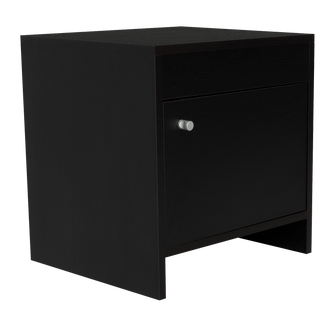 Mesa de Noche Tutto, Wengue, con Un Cajón Amplio Ideal Para Espacios Pequeños
