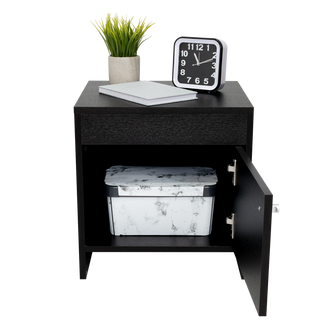 Mesa de Noche Tutto, Wengue, con Un Cajón Amplio Ideal Para Espacios Pequeños