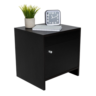 Mesa de Noche Tutto, Wengue, con Un Cajón Amplio Ideal Para Espacios Pequeños