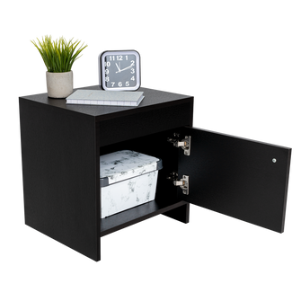 Mesa de Noche Tutto, Wengue, con Un Cajón Amplio Ideal Para Espacios Pequeños