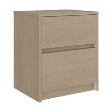 Mesa de Noche Ozzan, Cartagena y Blanco, con Dos Cajones Deslizables con Apertura Sin Manijas