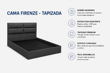 Cama Firenze Tela 160X190 Queen, Color Gris