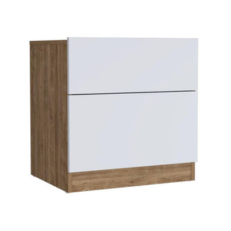 Mesa de Noche Nebrask, Miel y Blanco Duqueza, con Un Cajón Organizador X2