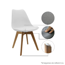 Kit Por 4 Silla Oslo Asiento Acolchado Patas en Madera - Blanca