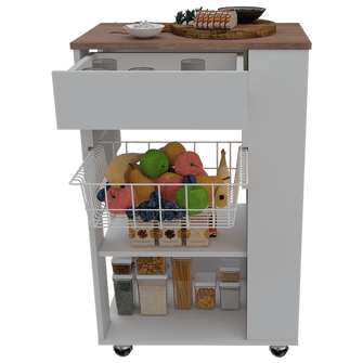 Organizador de Cocina Alhena, Blanco y Café Claro, con Entrepaños Para Ubicar Elementos de Cocina