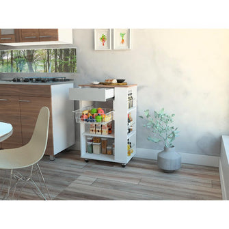 Organizador de Cocina Alhena, Blanco y Moca, con Entrepaños Para Ubicar Elementos de Cocina X2