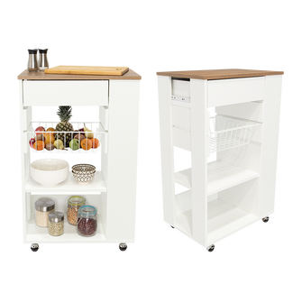 Organizador de Cocina Alhena, Blanco y Moca, con Entrepaños Para Ubicar Elementos de Cocina X2