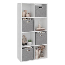 Biblioteca Cubica Lena, Blanco Duqueza, con 4 Cajas de Tela para Organizar Elementos ZF