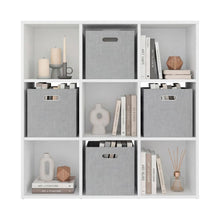 Biblioteca Cubica Lena 9, Kronos Blanco, con 4 Cajas de Tela para Organizar Elementos ZF