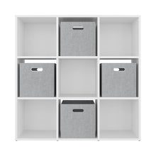 Biblioteca Cubica Lena 9, Kronos Blanco, con 4 Cajas de Tela para Organizar Elementos ZF