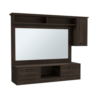 Mueble Tocador o Barberia Walik, Nogal, con dos cajones y espejo